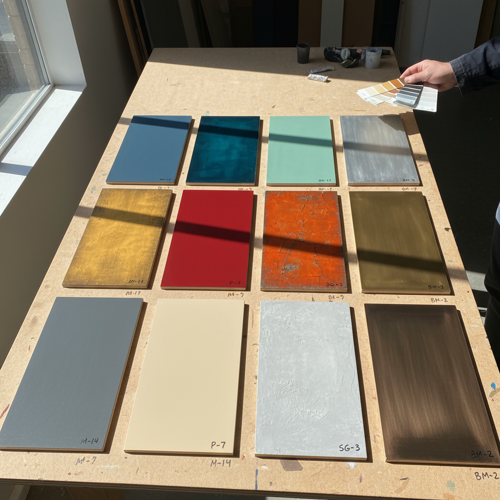 Painted test panels for approval