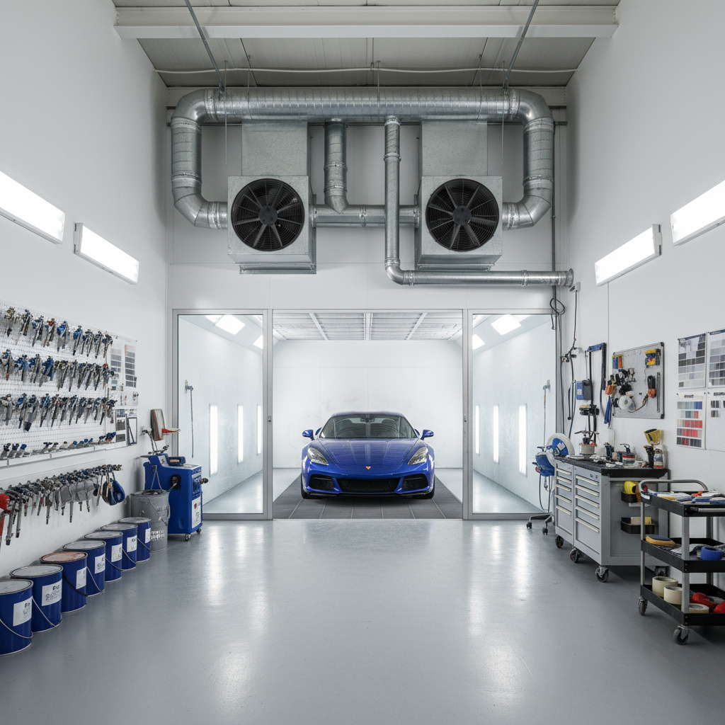 Clean professional automotive paint shop
